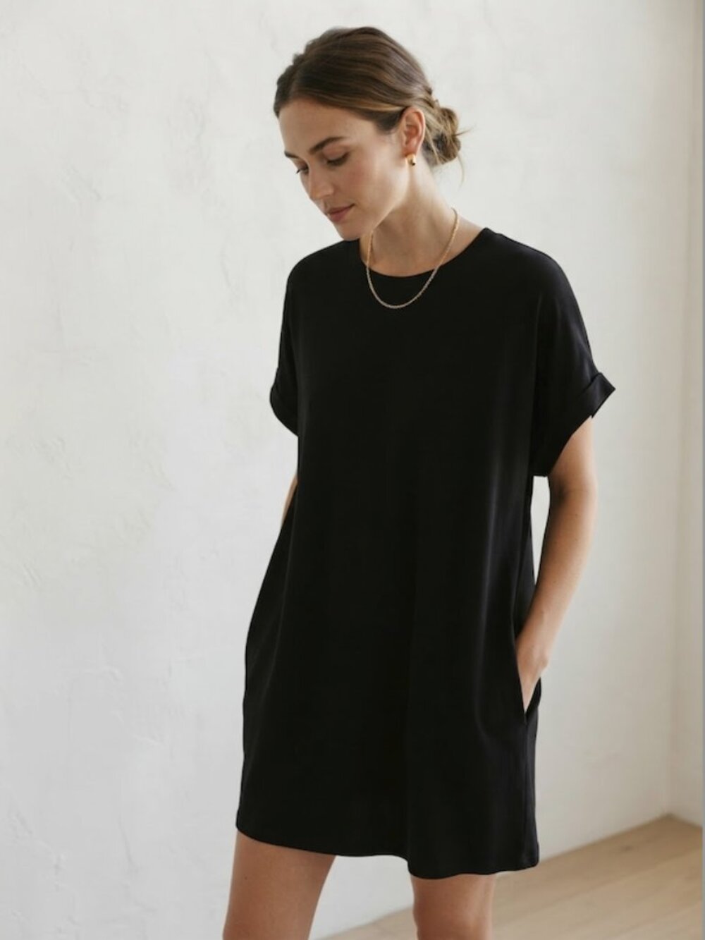SHEIN Oversized Tee Pocket Tunic Black Large
